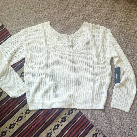 Lulu's White Born To Fly Knit Sweater Size XL - Picture 3 of 9